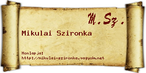 Mikulai Szironka névjegykártya